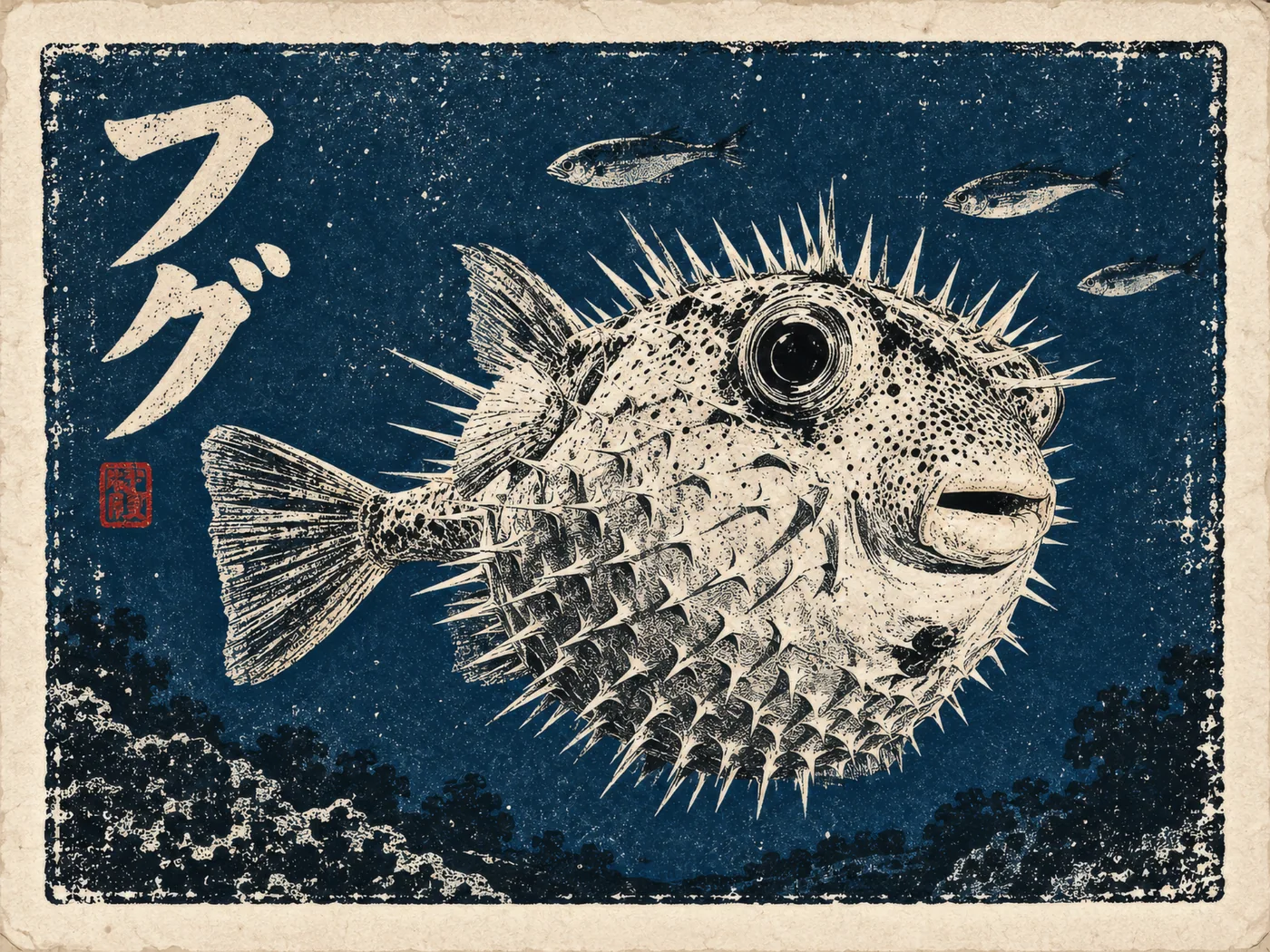 VINTAGE BLUE PUFFERFISH